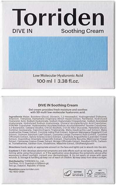 Torriden DIVE IN Hyaluronic Acid Soothing Cream 100ml (3.38 fl. oz) | Revitalizing Facial Moisturizer for Sensitive and Dry Skin | Hyaluronic Acid, Panthenol, Allantoin - Image 10
