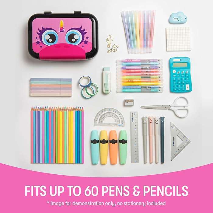 ZIPIT: Recycled Plastic Pencil Box - Pink Unicorn - Large Capacity Case, Character Stationery Organizer, School Supplies-Toy Holder, Snap Close, Kids - Image 4