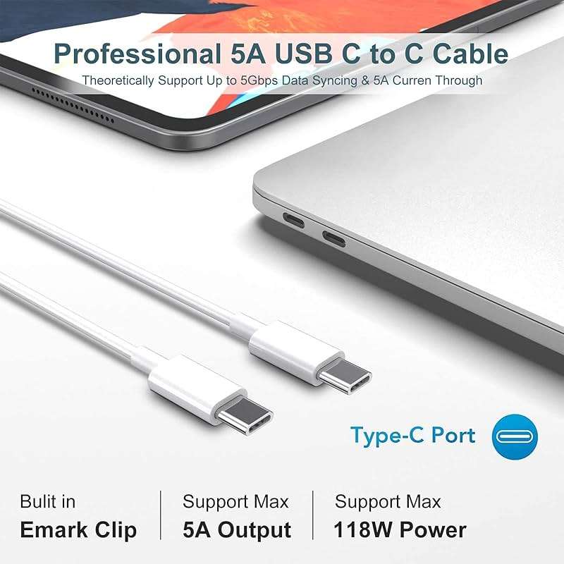 Mac Book Pro Charger - 118W USB C Charger Fast Charger Compatible with MacBook Pro/Air, M1 M2 M3 M4 M5, iPad Pro, Samsung Galaxy, and More USB-C Devices(6.6 ft Cable Included) - Image 6