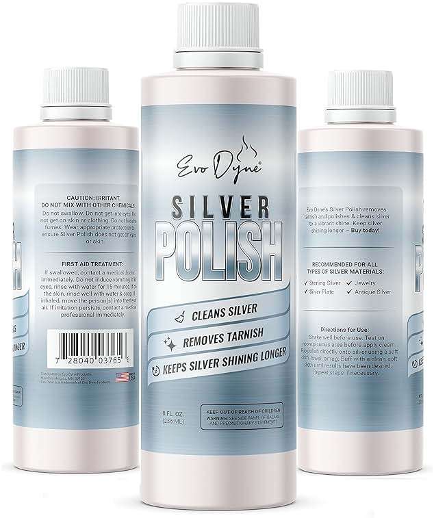 Silver Polish, Silver Cleaner (8-oz Bottle), Made in the USA | Silver Jewelry Cleaner – Gently Removes & Prevents Tarnish | Safe to Use on All Silvers by Evo Dyne (Silver Polish) - Image 2