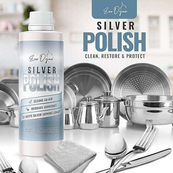 Silver Polish, Silver Cleaner (8-oz Bottle), Made in the USA | Silver Jewelry Cleaner – Gently Removes & Prevents Tarnish | Safe to Use on All Silvers by Evo Dyne (Silver Polish) - Image 4