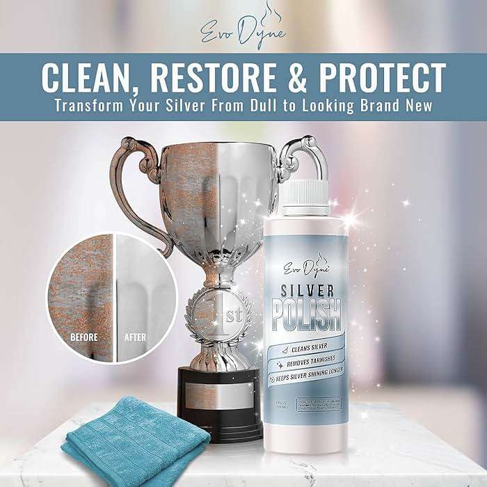 Silver Polish, Silver Cleaner (8-oz Bottle), Made in the USA | Silver Jewelry Cleaner – Gently Removes & Prevents Tarnish | Safe to Use on All Silvers by Evo Dyne (Silver Polish) - Image 5