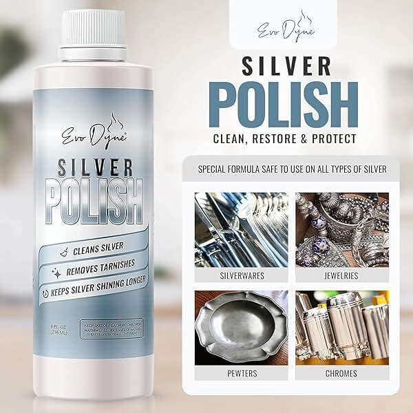 Silver Polish, Silver Cleaner (8-oz Bottle), Made in the USA | Silver Jewelry Cleaner – Gently Removes & Prevents Tarnish | Safe to Use on All Silvers by Evo Dyne (Silver Polish) - Image 6