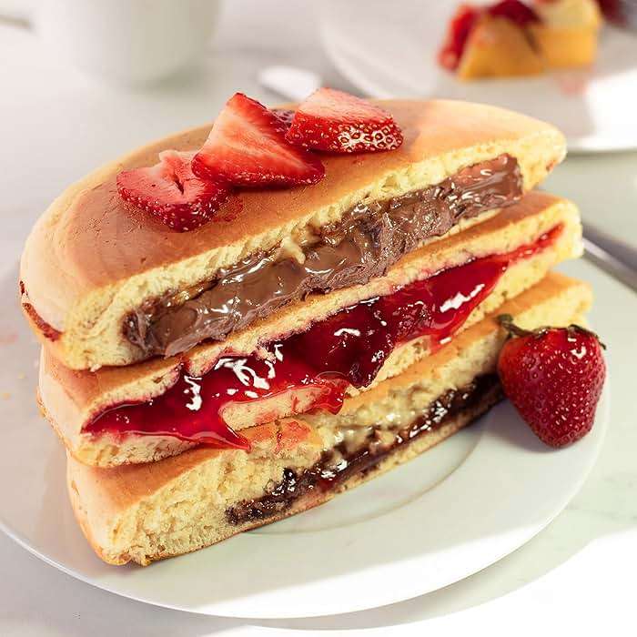 Electric Stuffed Pancake Maker- Make a GIANT Stuffed Waffle or Pan Cake in Minutes - Add Fillings for Delicious Breakfast or Dessert, Nonstick Baker Machine w Silicone Batter Funnel, Fun Unique Treat - Image 7