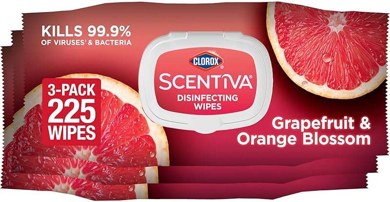 Clorox Scentiva Disinfecting Wipes, Grapefruit and Orange Blossom, 75 Ct., Pack of 3 (Pack May vary) - Image 1