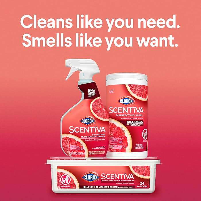 Clorox Scentiva Disinfecting Wipes, Grapefruit and Orange Blossom, 75 Ct., Pack of 3 (Pack May vary) - Image 11