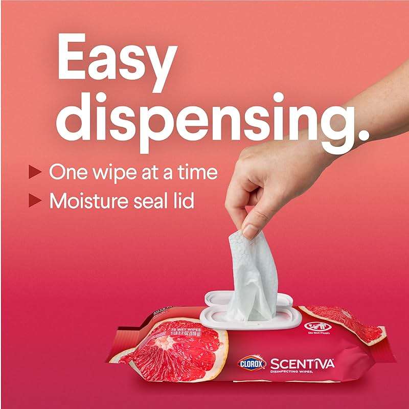 Clorox Scentiva Disinfecting Wipes, Grapefruit and Orange Blossom, 75 Ct., Pack of 3 (Pack May vary) - Image 5