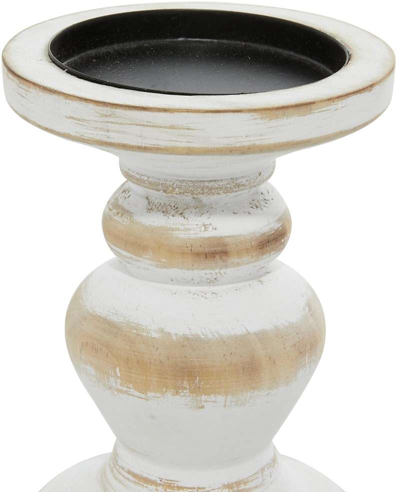 Deco 79 Wood Decorative Candle Holder Turned Style Candle Stand, Set of 3 Candlestick Holder 8", 6", 4"H, White - Image 4
