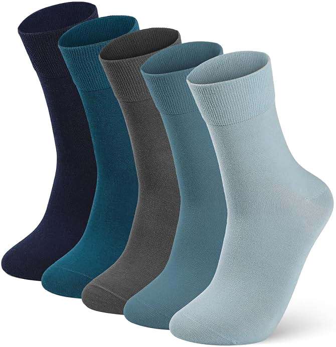 FGZ Mens Crew Socks Breathable Cotton Soft Casual Thin Socks for Work,Sport & Everyday Wear,5 Pairs - Image 1