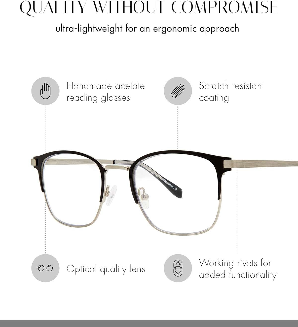 Scojo New York Abingdon Square Blue Light Reading Glasses, Handmade Scratch Resistant Readers for Women and Men - Image 2