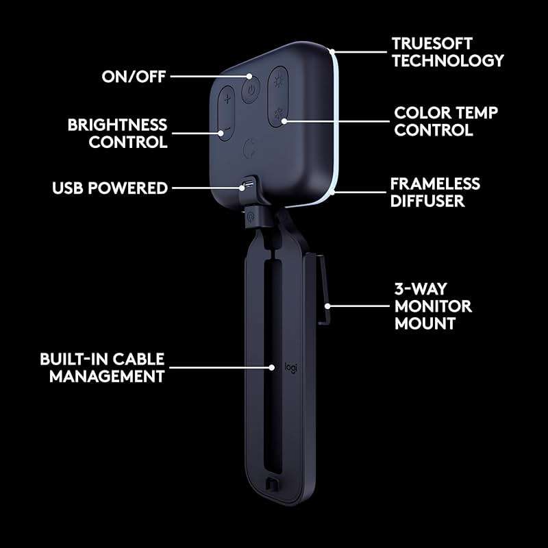 Logitech for Creators Litra Glow Premium LED Streaming Light with TrueSoft- Computer lighting for video conferencing, Zoom meetings, with adjustable mount and desktop app control for PC/Mac - Graphite - Image 7