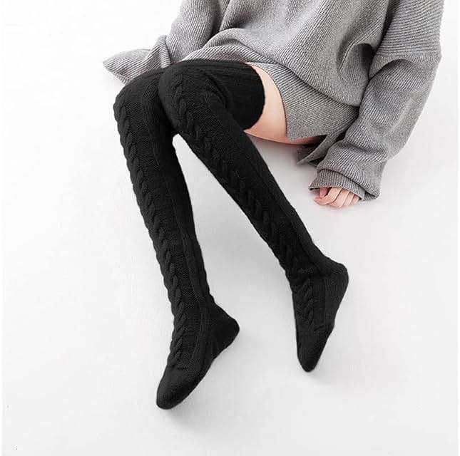 Pcavin Women's Thigh High Socks Over the Knee Cable Knit Boot Socks, Warm Long Stockings Leg Warmers for Winter Outfits - Image 4