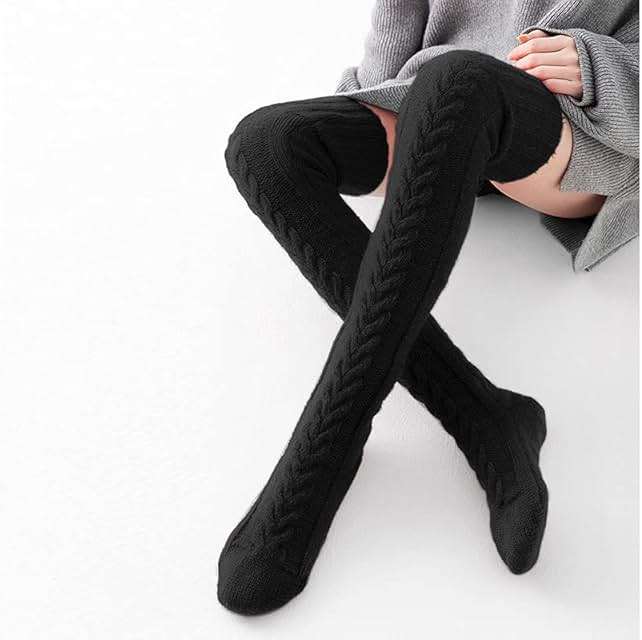 Pcavin Women's Thigh High Socks Over the Knee Cable Knit Boot Socks, Warm Long Stockings Leg Warmers for Winter Outfits - Image 5