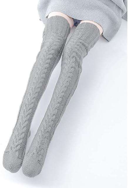 Pcavin Women's Thigh High Socks Over the Knee Cable Knit Boot Socks, Warm Long Stockings Leg Warmers for Winter Outfits - Image 6