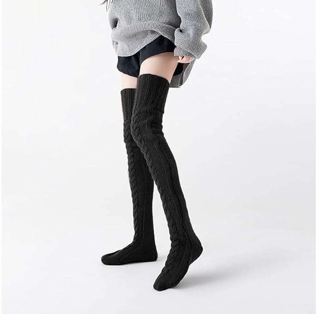Pcavin Women's Thigh High Socks Over the Knee Cable Knit Boot Socks, Warm Long Stockings Leg Warmers for Winter Outfits - Image 7