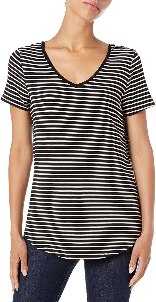 Amazon Essentials Women's Relaxed-Fit Short-Sleeve V-Neck Tunic Activewear Shirt (Available in Plus Size) - Image 1