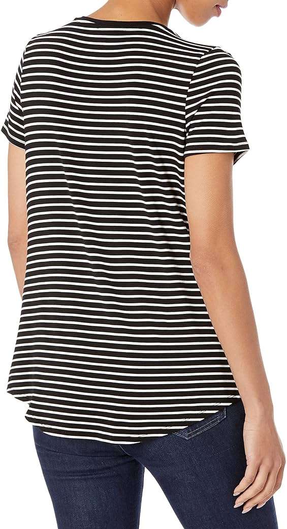 Amazon Essentials Women's Relaxed-Fit Short-Sleeve V-Neck Tunic Activewear Shirt (Available in Plus Size) - Image 2