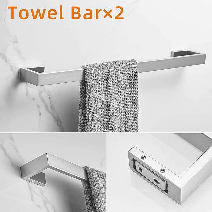 Fapully 5 Piece Bathroom Hardware Set Stainless Steel Wall Mounted Bathroom Accessories Set,Brushed Nickel Finished - Image 7