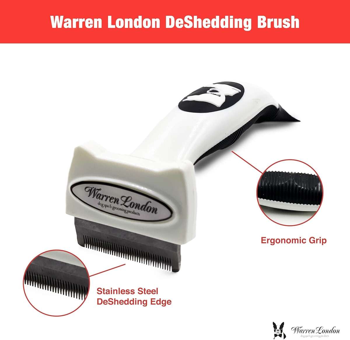 Warren London Deshedding Brush for Small Short Hair Dogs, 1.75 Inch - Image 3