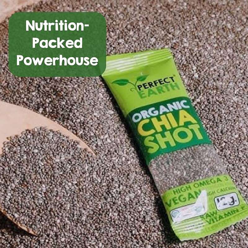Perfect Earth Organic Chia Seed Shots (12g Sachets of Organic Chia Seeds - 30 Individual Shots) - Non-GMO, Gluten-Free, Allergen Free, Vegan & Keto Friendly, High in Omega-3, Iron, and Protein - Image 6