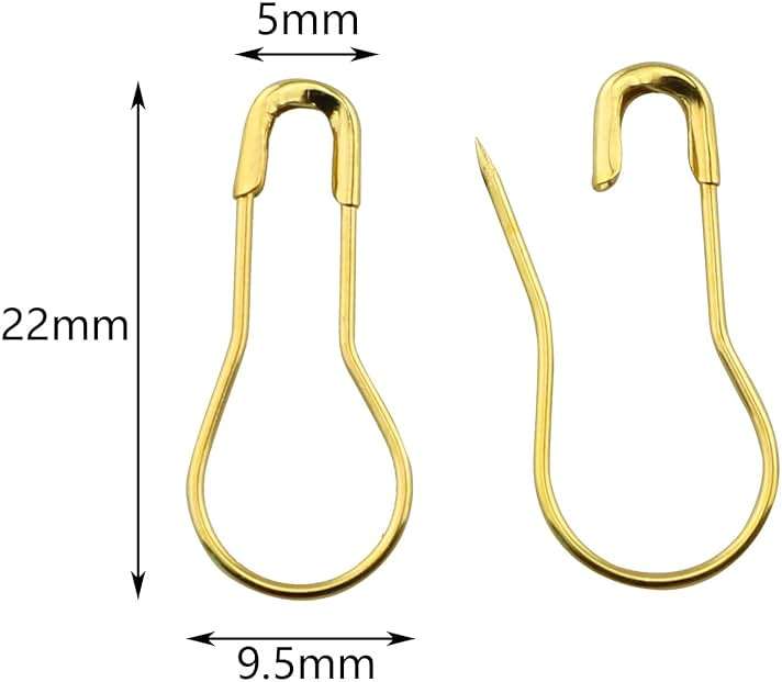 Tegg Safety Pin 500PCS Gold Gourd Shape Metal Fastening Safety Clips for Jewellery Costume Tag and DIY Bulb Pin - Image 2