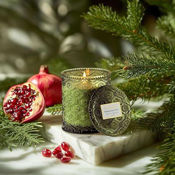 LA JOLIE MUSE Pine & Pomegranate Candle | Lemon, Pomegranate & Pine | 6 oz Natural Soy Wax | 40 Hours Clean Burn | Gift-Ready for Hosts, Gatherings | Elegant Home Décor - Image 3