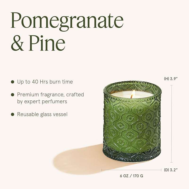 LA JOLIE MUSE Pine & Pomegranate Candle | Lemon, Pomegranate & Pine | 6 oz Natural Soy Wax | 40 Hours Clean Burn | Gift-Ready for Hosts, Gatherings | Elegant Home Décor - Image 5