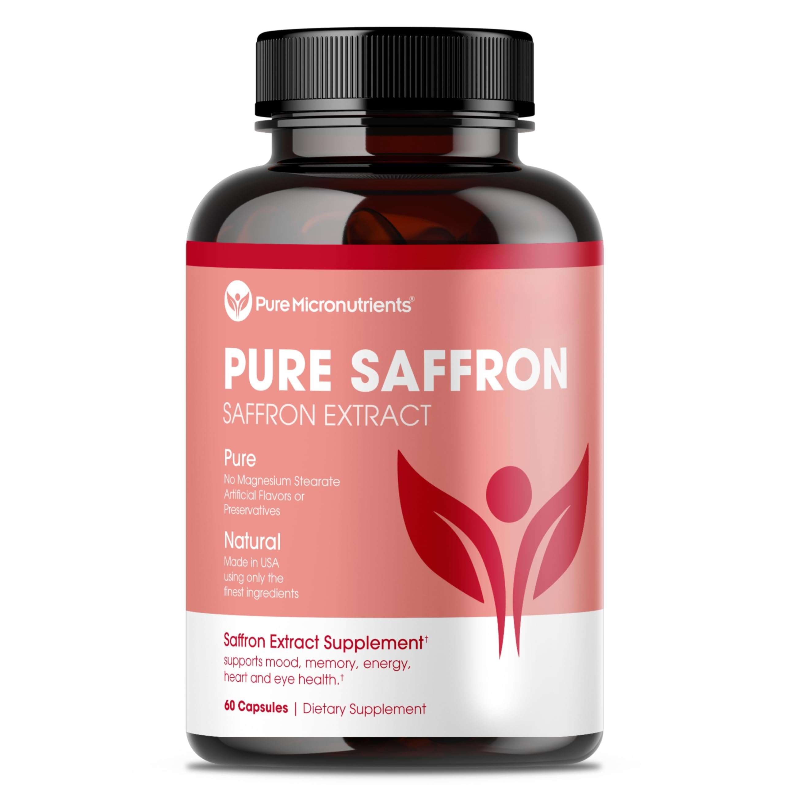 Saffron Supplements - 100% Pure Saffron Extract Capsules - Boost Energy & Mood, Support Eye & Heart Health - Image 1