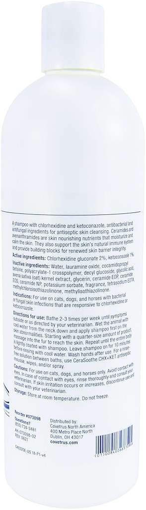 CeraSoothe CHX+KET Antiseptic Shampoo for Dogs, Cats & Horses – Chlorhexidine 2% & Ketoconazole 1% for Skin & Coat Cleansing, 16 oz - Image 2