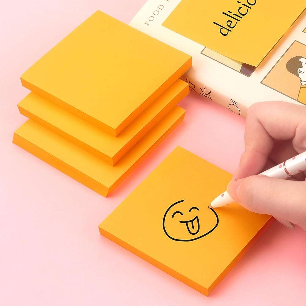 Sticky Notes 3x3 Pop Up Self-Stick Notes Pads with Bright Colors, Easy to Post for Office, School, Home, 4 Pads/Pack, 90 Sheets/Pad (Orange) - Image 2