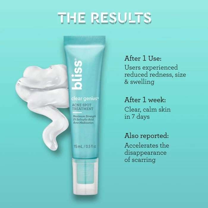 Bliss Clear Genius Acne Spot Treatment – Maximum Strength 2% Salicylic Acid Shrinks Blemishes – Clean, Vegan, Cruelty-Free, 0.5 Fl Oz - Image 4