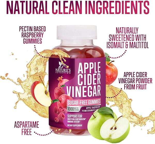 Apple Cider Vinegar Gummies 1000mg per Serving - Sugar Free Max Strength ACV Gummy Vitamins Supplement, Advanced Formula, Vitamin B12 Supports Metabolism & Energy, Keto Friendly, Vegan, 60 Gummies - Image 7