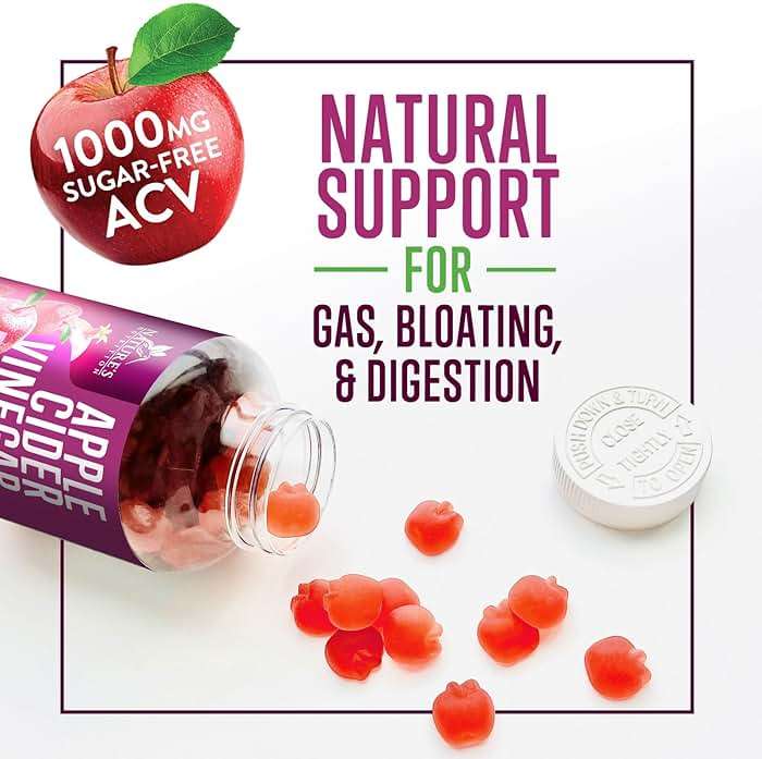 Apple Cider Vinegar Gummies 1000mg per Serving - Sugar Free Max Strength ACV Gummy Vitamins Supplement, Advanced Formula, Vitamin B12 Supports Metabolism & Energy, Keto Friendly, Vegan, 60 Gummies - Image 8