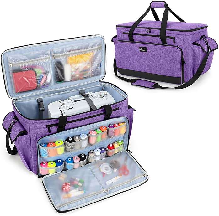 CURMIO Sewing and Embroidery Machine Carrying Case, Universal Tote Bag with Removable Cushion Pad Compatible with Brother SE600, PE535 Embroidery Machine and Accessories, Bag Only - Image 1