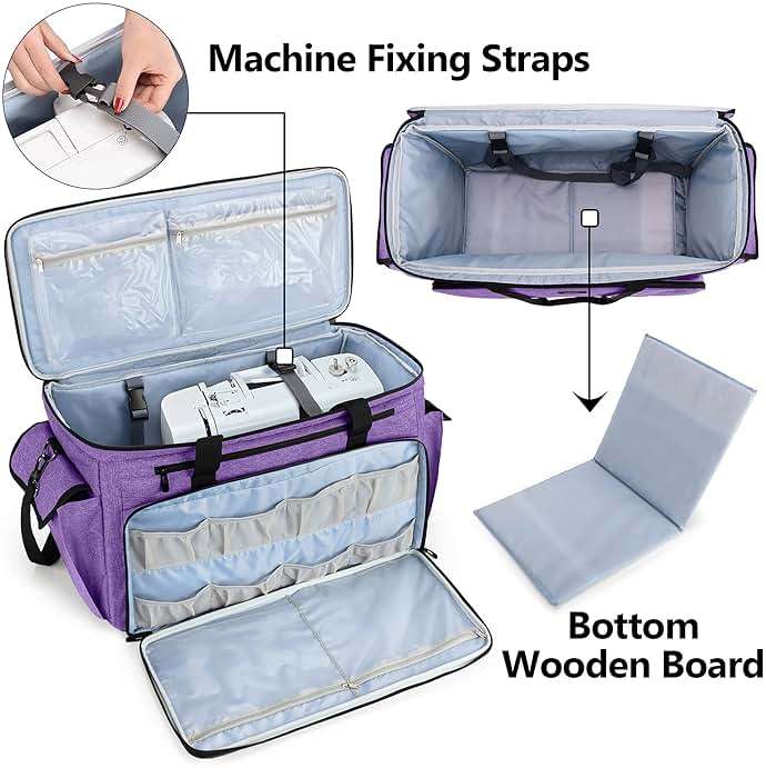 CURMIO Sewing and Embroidery Machine Carrying Case, Universal Tote Bag with Removable Cushion Pad Compatible with Brother SE600, PE535 Embroidery Machine and Accessories, Bag Only - Image 2