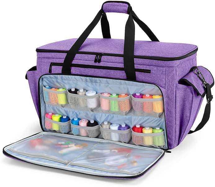 CURMIO Sewing and Embroidery Machine Carrying Case, Universal Tote Bag with Removable Cushion Pad Compatible with Brother SE600, PE535 Embroidery Machine and Accessories, Bag Only - Image 3