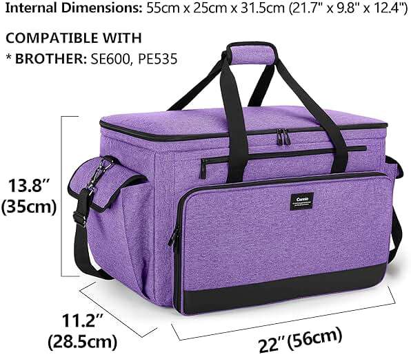 CURMIO Sewing and Embroidery Machine Carrying Case, Universal Tote Bag with Removable Cushion Pad Compatible with Brother SE600, PE535 Embroidery Machine and Accessories, Bag Only - Image 6