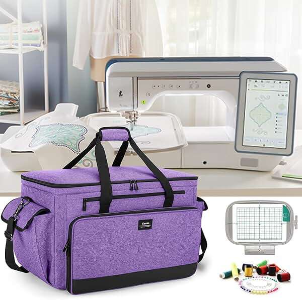 CURMIO Sewing and Embroidery Machine Carrying Case, Universal Tote Bag with Removable Cushion Pad Compatible with Brother SE600, PE535 Embroidery Machine and Accessories, Bag Only - Image 7