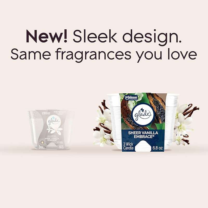 Glade Sheer Vanilla Embrace 3-Wick Fragrance Candle, Essential Oil Infused, Air Freshener, 6.8 Oz, 3 Count - Image 3