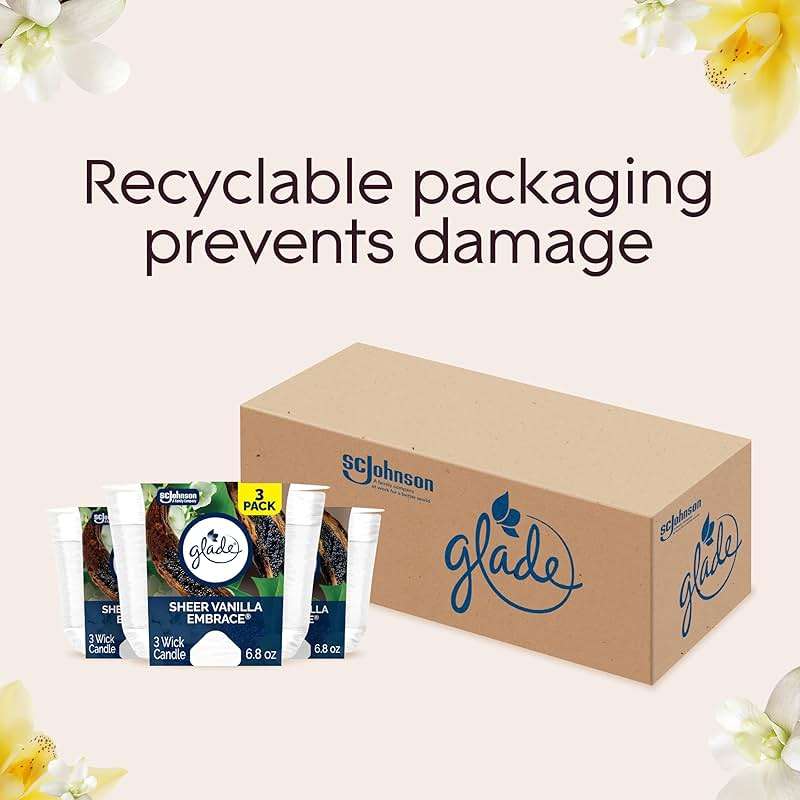 Glade Sheer Vanilla Embrace 3-Wick Fragrance Candle, Essential Oil Infused, Air Freshener, 6.8 Oz, 3 Count - Image 8