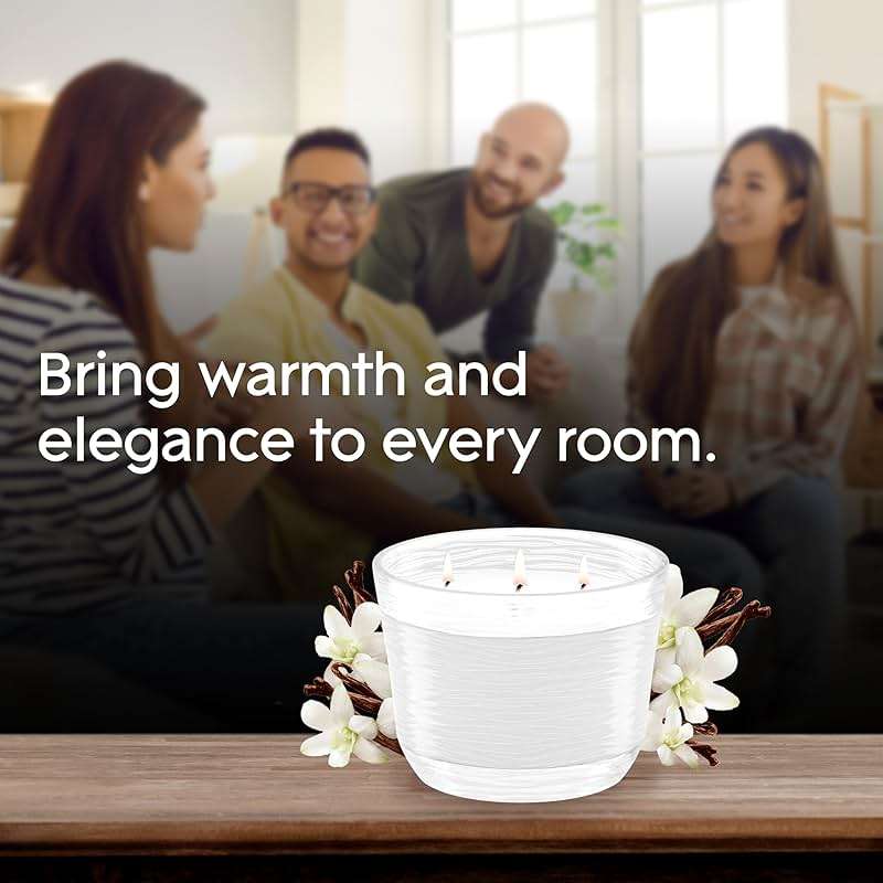 Glade Sheer Vanilla Embrace 3-Wick Fragrance Candle, Essential Oil Infused, Air Freshener, 6.8 Oz, 3 Count - Image 10