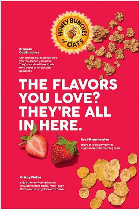 Honey Bunches of Oats Strawberry, Heart Healthy, Low Fat, made with Whole Grain Cereal, 11 Ounce - Image 9