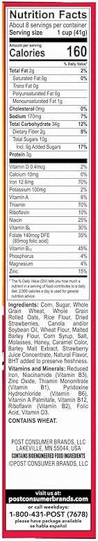 Honey Bunches of Oats Strawberry, Heart Healthy, Low Fat, made with Whole Grain Cereal, 11 Ounce - Image 10