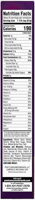 Post Raisin Bran Cereal, Made with Wheat and Bran Flakes and Sweet Sun-Maid Raisins, 16.6 OZ Box - Image 10