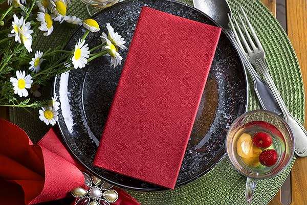 Red Paper Napkins | Linen Feel Guest Disposable Cloth Like Dinner Napkins | Hand Towels | Soft, Absorbent, Paper Hand Napkins for Kitchen, Bathroom, Parties, Weddings, Dinners | 50 Pack - Image 6