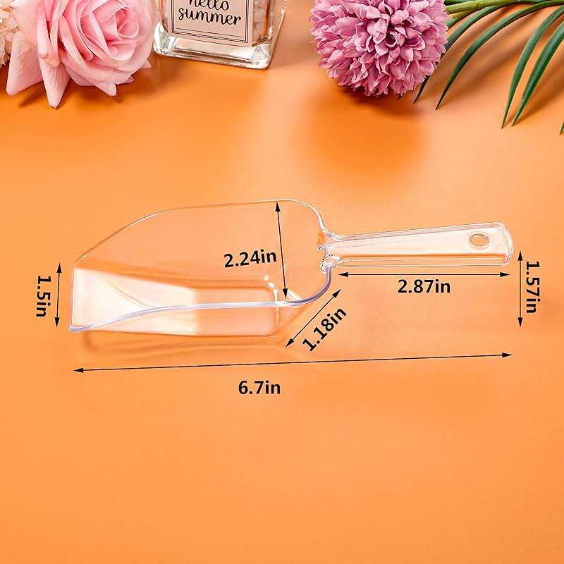 Roshtia 12 Pcs Plastic Serving Tongs Mini Kitchen Tongs Utility and Plastic Kitchen Scoops Clear Ice Scoop Mini Clear Buffet Scoop for Candy Dessert Buffet Ice Snack Coffee Tea - Image 3