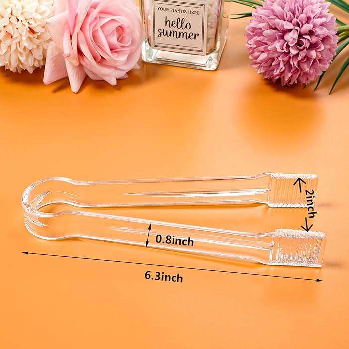 Roshtia 12 Pcs Plastic Serving Tongs Mini Kitchen Tongs Utility and Plastic Kitchen Scoops Clear Ice Scoop Mini Clear Buffet Scoop for Candy Dessert Buffet Ice Snack Coffee Tea - Image 4