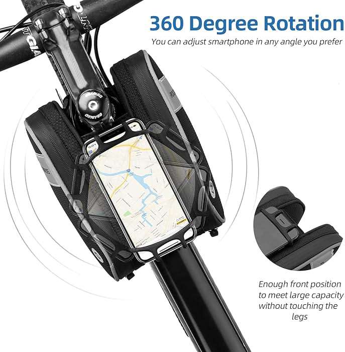 ROCKBROS Bike Front Frame Bag Top Tube Bike Phone Mount Bag Waterproof Bicycle Handlebar Cycling Accessories Pouch with 360° Rotation Phone Holder Fit Smartphone Below 7'' - Image 3