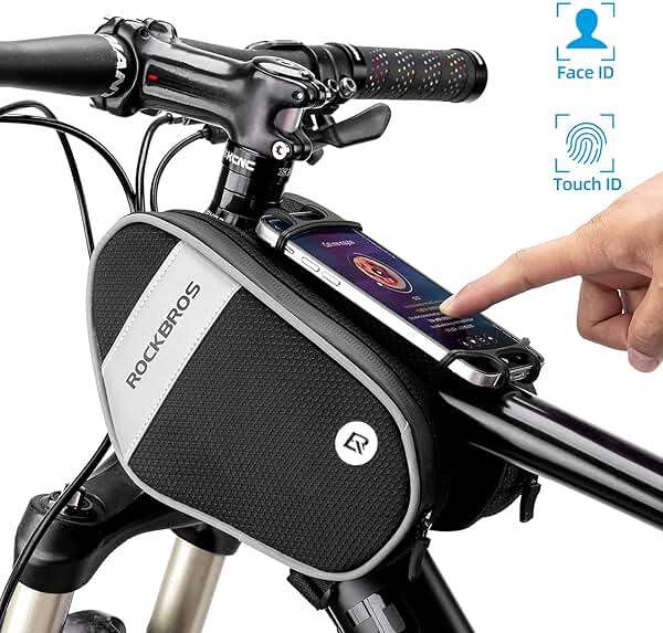 ROCKBROS Bike Front Frame Bag Top Tube Bike Phone Mount Bag Waterproof Bicycle Handlebar Cycling Accessories Pouch with 360° Rotation Phone Holder Fit Smartphone Below 7'' - Image 5