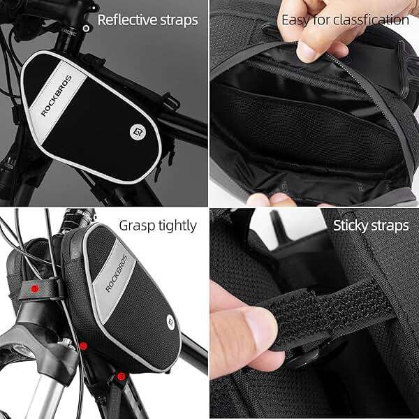 ROCKBROS Bike Front Frame Bag Top Tube Bike Phone Mount Bag Waterproof Bicycle Handlebar Cycling Accessories Pouch with 360° Rotation Phone Holder Fit Smartphone Below 7'' - Image 6